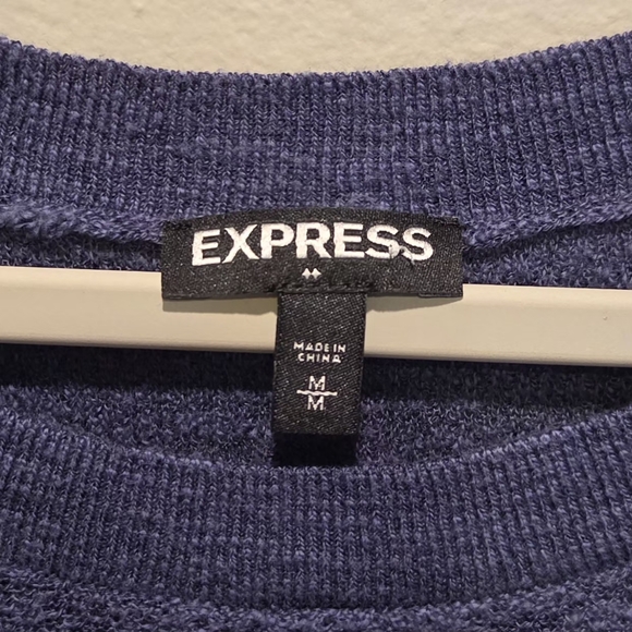 Express Women's Blue Cold Shoulder Cutout Pullover 3/4 Sleeve Tunic Top Sz M - Picture 4 of 8